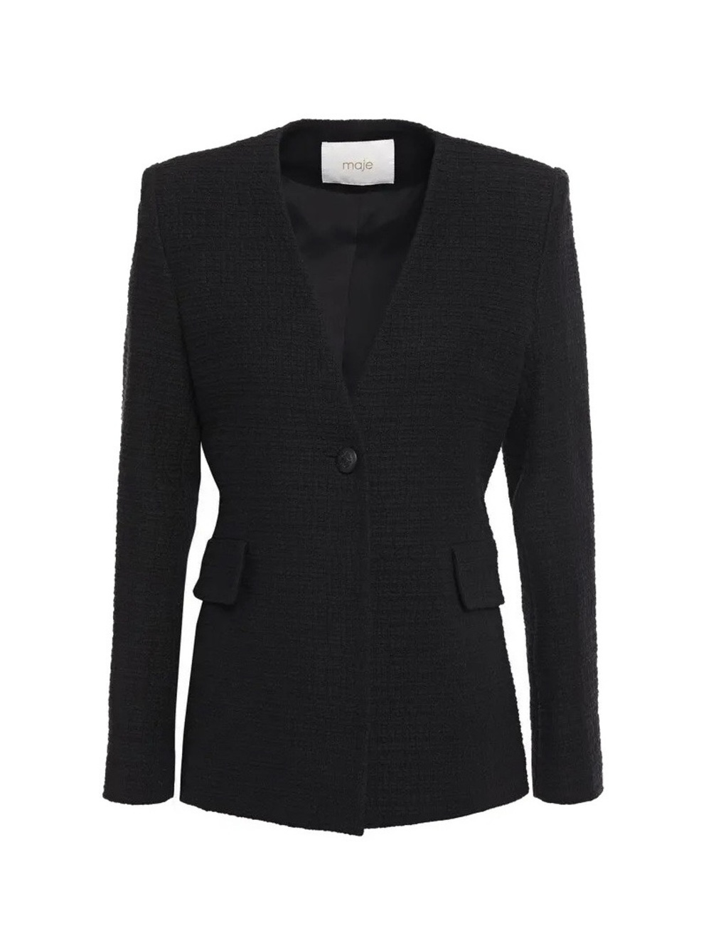 MAJE Varlo Black Cotton Tweed Blazer M/L